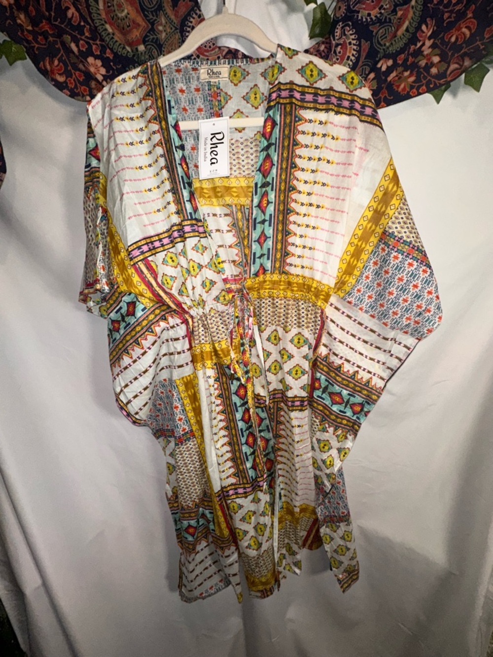 Rhea Costa Multicolor Printed Boho Blouse with Yellow Accents